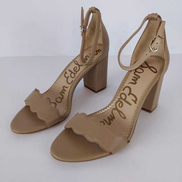 Sam Edelman Beige Leather Open Toe Heels - Picture 5 of 13